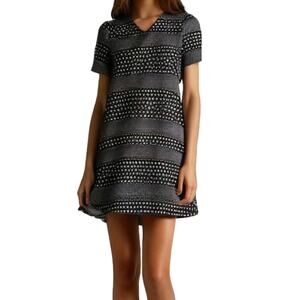 Chicos Black White Polka Dot Cross Back Short Dress Womens 3 XLarge